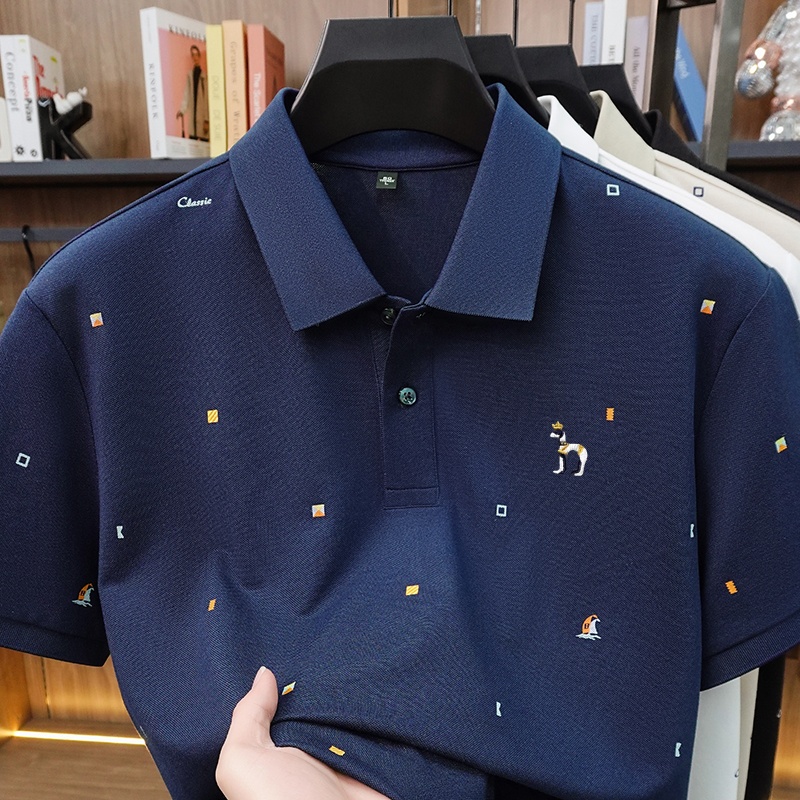 Summer Clothing Affordable - 手頃な価格の高級メンズ半袖ポロシャツ、襟ボタン付き、多様な模様の刺繍入りTシャツ、通気性のあるレジャーメンズウェア