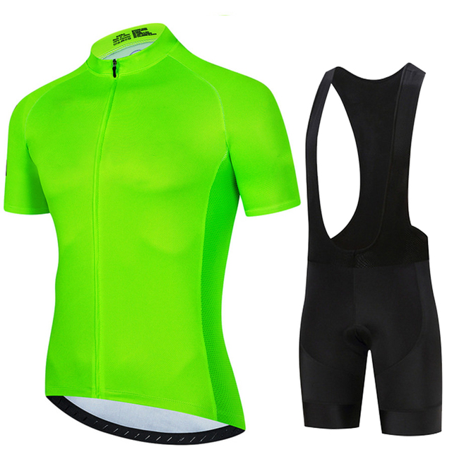 Summer Green Clothing - 半袖サイクリングジャージ,蛍光グリーン,マウンテンバイクレース,夏,自転車,単色,2022