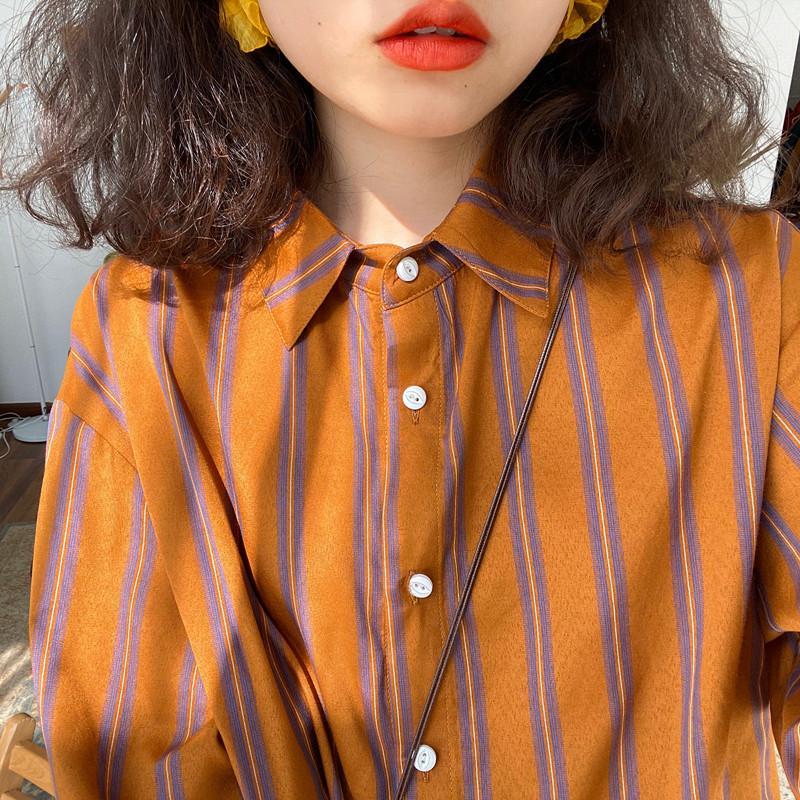Summer Clothing Trends For Women - 女性のカジュアルなストライプのブラウス,長袖,Vネック,若々しい,すべてにマッチ,トレンディなヴィンテージスタイル,新しい春のコレクション