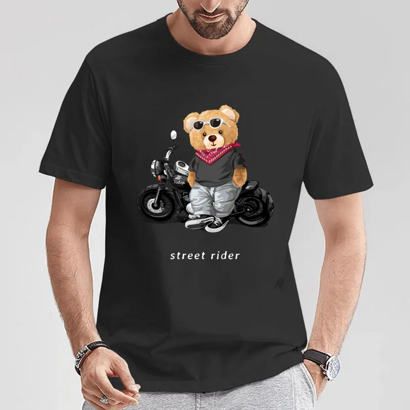 Summer Clothing Motorcycle - メンズ半袖Tシャツ,綿100%,ルーズフィット,カジュアル,オートバイ愛好家,ストリートウェア,夏,2024