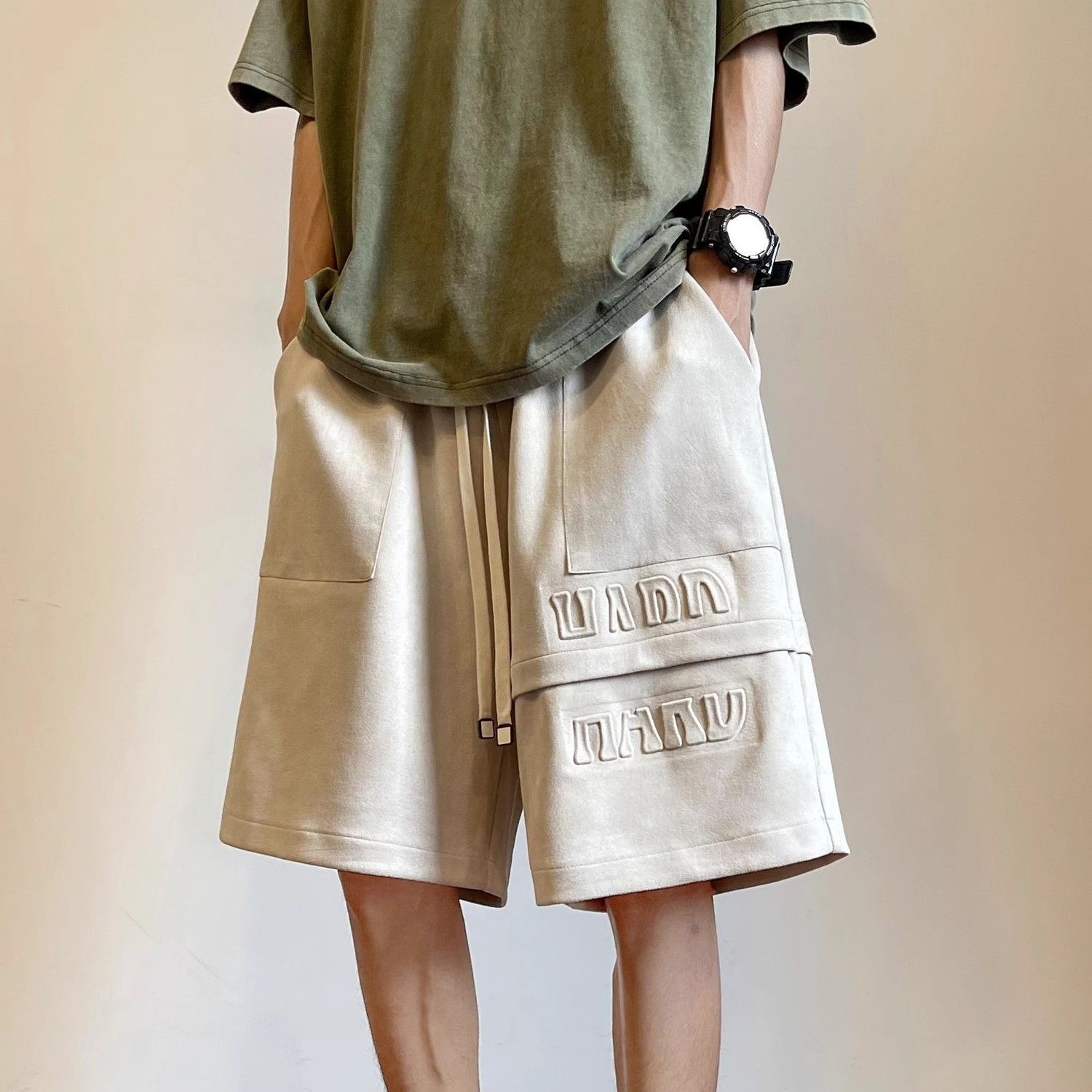 Summer Clothing Deals - メンズショーツレタースプライシングだぶだぶ巾着男性ショートパンツ弾性ホットセール高級デザイナースタイリッシュなカジュアル服 Xl Xxl