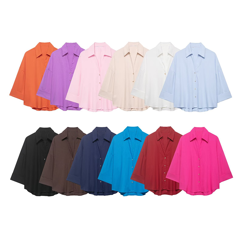 Tie Front Shirt - 女性のシャツファッションルーズカジュアルシャツ春夏女性ターンダウンカラー長袖シャツ女性ブラウスシックなトップス