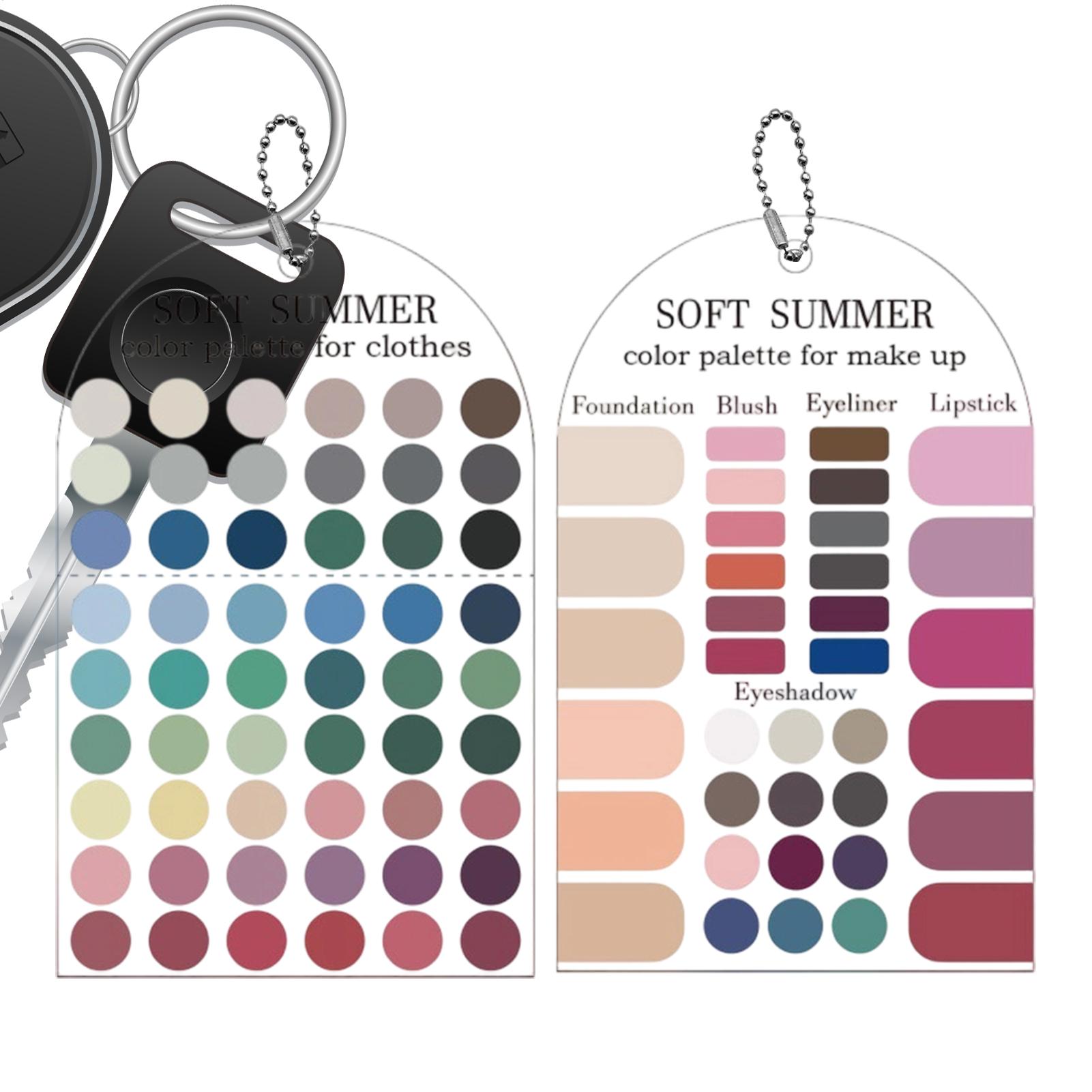 Summer Clothing Palette - ソフトサマーカラーパレットカード 2枚入り アクリル製 季節限定カラーサンプルカード 衣類・メイクアップ・口紅用マッチングガイド