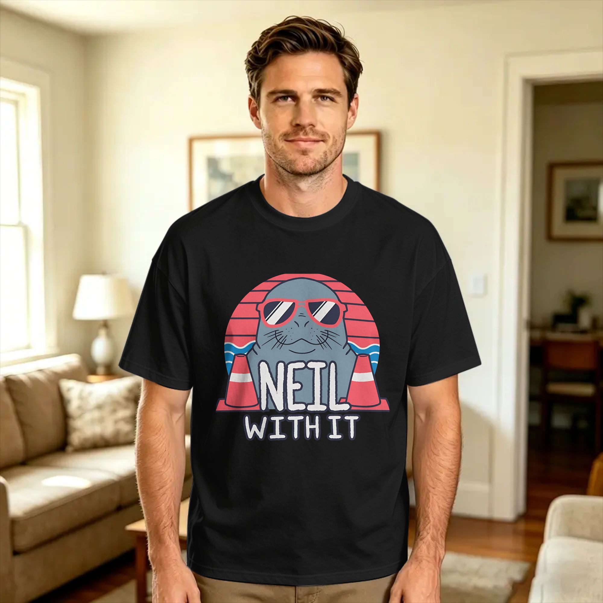Summer Clothing Deals - ニール・ザ・シール・ディール・ウィズ・イット Tシャツ夏のストリートウェア Tシャツ綿ヒップホップ Tシャツ男性用カジュアル服