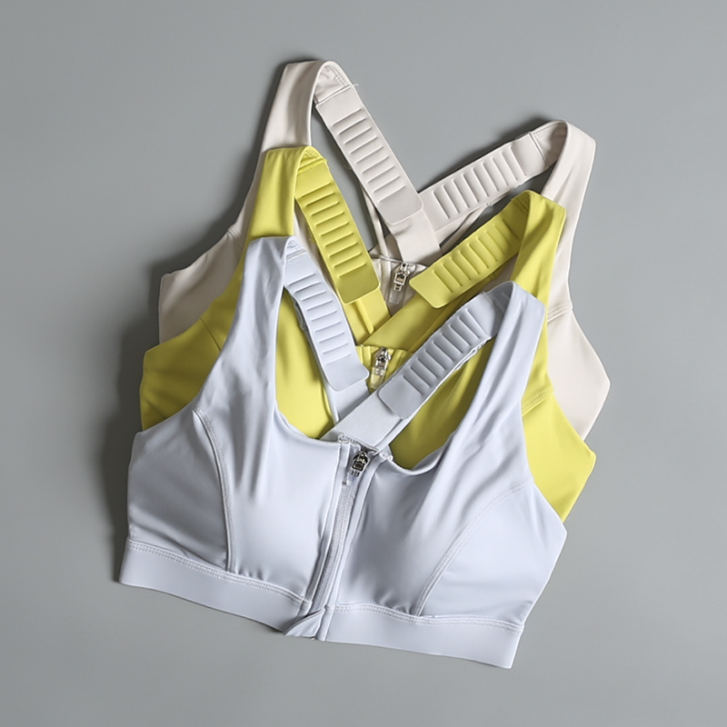 Summer Yoga Clothing - プロのヨガベスト女性夏高強度フロントジッパー美しい背中スポーツブラフィットネス服胸パッド付き