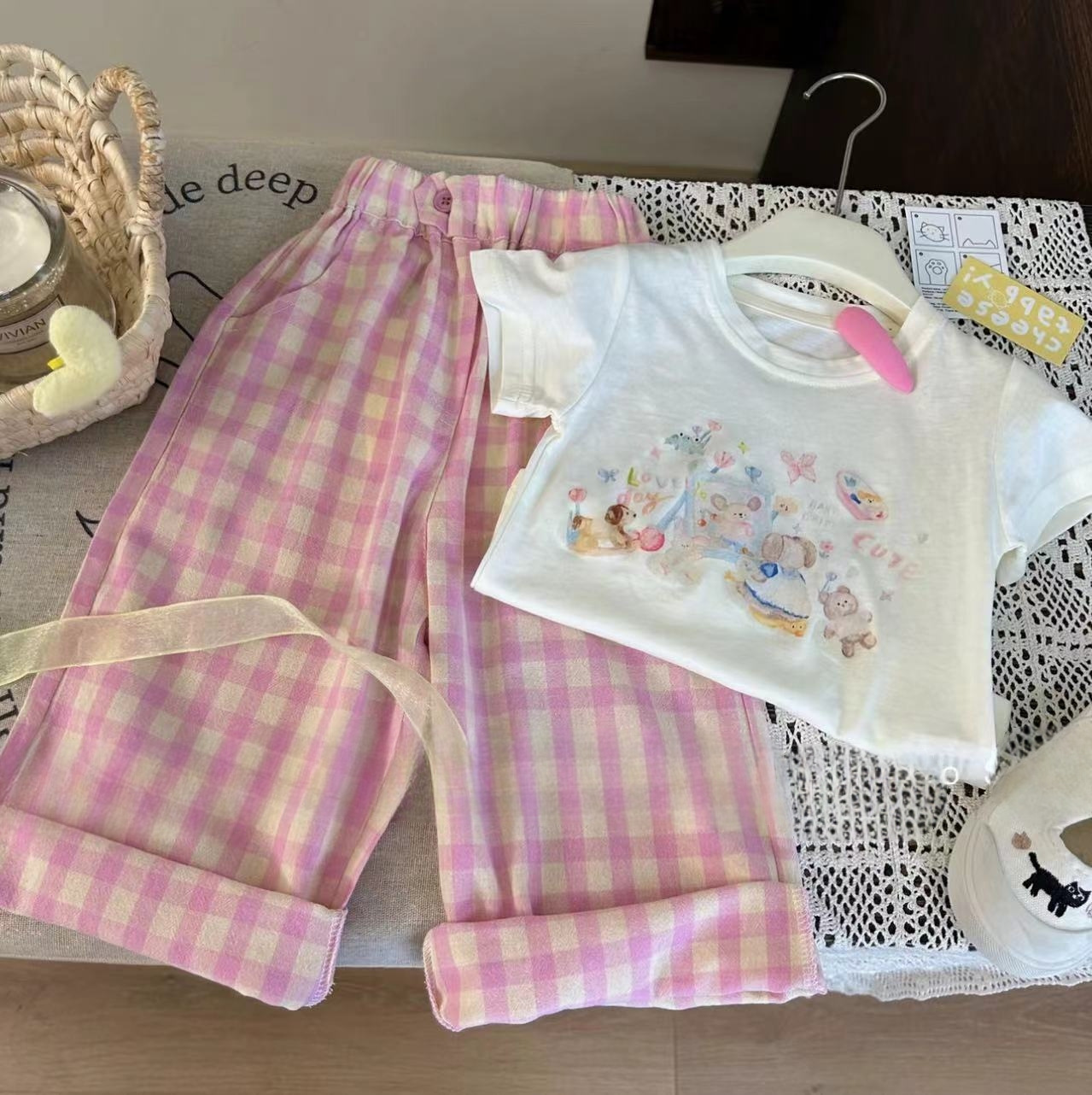 Summer Clothing Boutiques - 子供用動物プリント衣類セット,半袖トップス,ワイドレッグパンツ,ブティック服,2〜6歳
