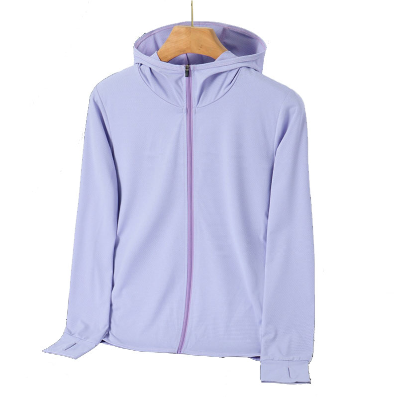 Summer Yoga Clothing - 夏用レディースジャケット 軽量アイスシルク UVカット 日焼け止め フロントジップデザイン 釣り用日焼け止め服