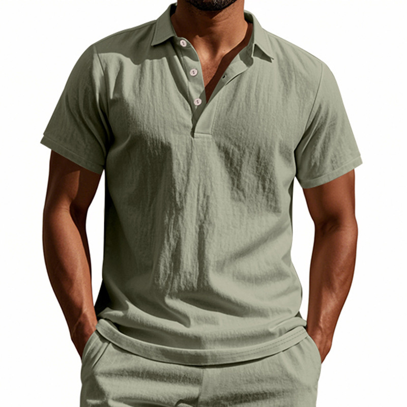Summer Clothing Men Linen - 高品質95％リネン半袖ポロシャツ メンズ カジュアル ゆったり 快適 シャツ