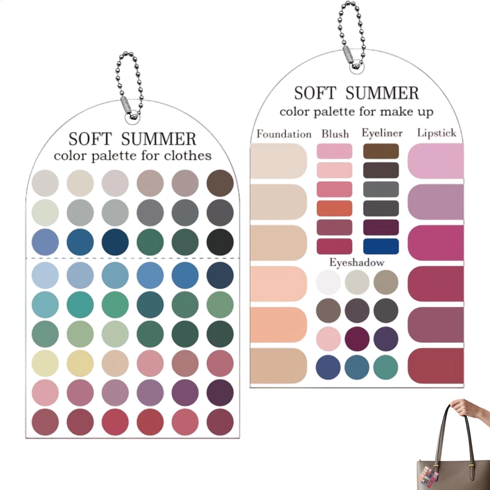 Summer Clothing Palette - サマーカラーパレットカード 2枚入り アクリル製カラーマッチングガイド 衣類、口紅、アイシャドウ用 ソフトな季節限定色選択ガイド ﻿