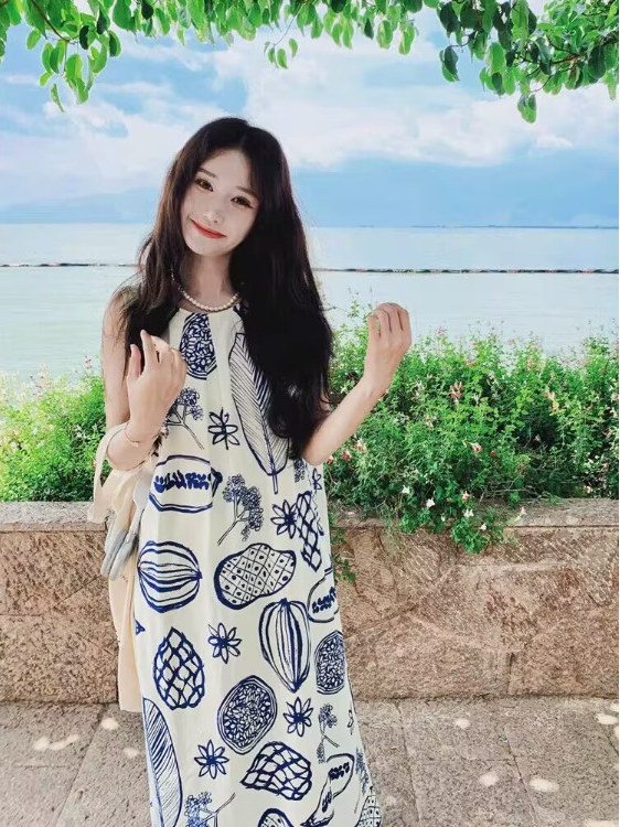 夏用ルーズAラインベストワンピース レディース 植物柄ノース - Summer Clothing Tagline のレビューと価格