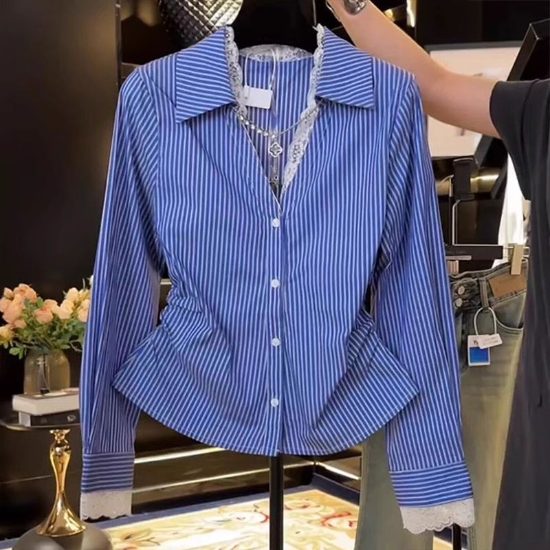 エレガントなレースのパッチワークプリーツスリムブラウス春秋ポ - Summer Clothing Trends For Women のレビューと価格