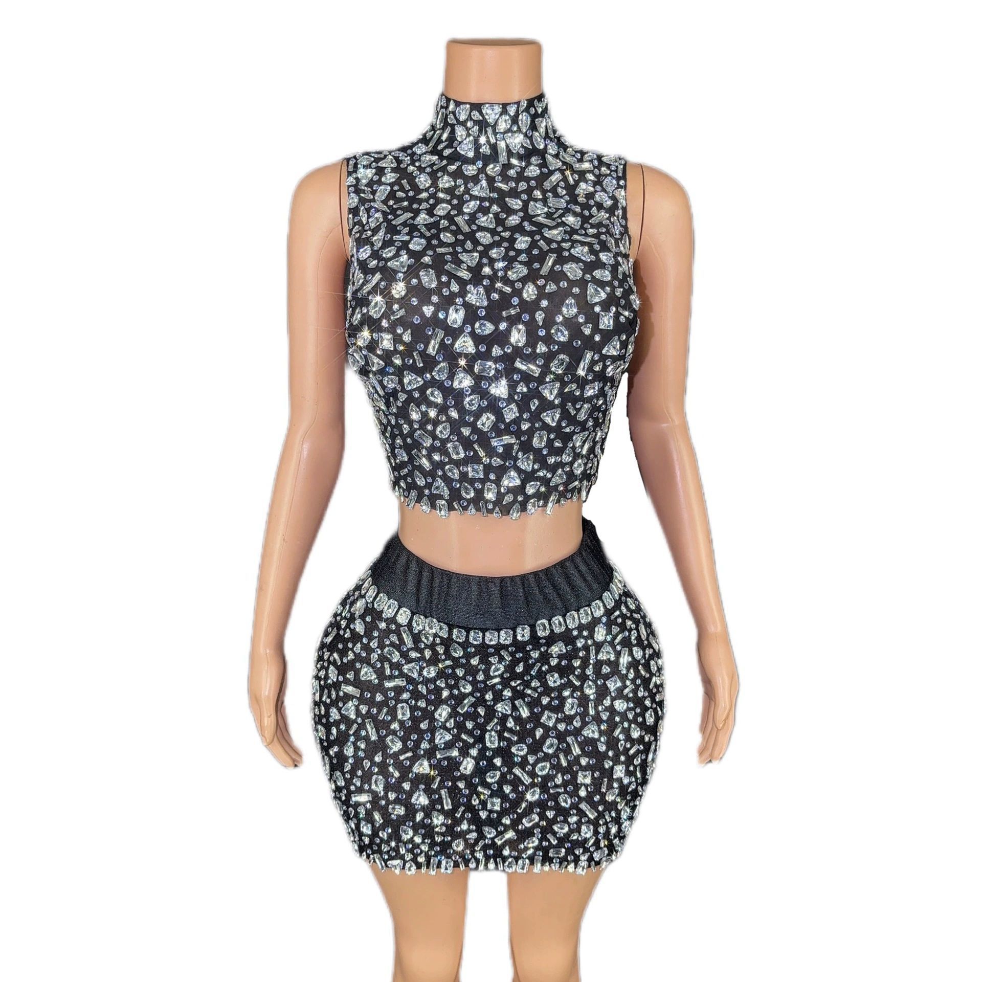 フルダイヤモンドスプリットドレスセットドレススカート婦人服サ - Summer Clothing Words のレビューと価格