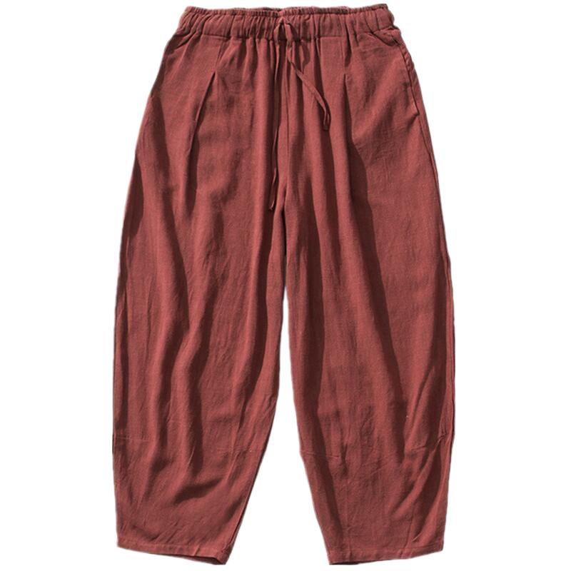 メンズワイドレッグリネンとコットンパンツ,ドローストリング付 - Summer Clothing Men Linen のレビューと価格