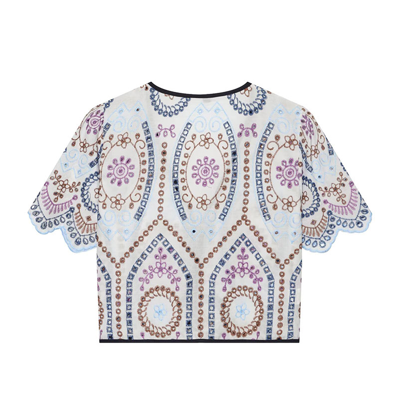 Nlzgmsj 2026 夏の女性の刺繍ブラウス V ネック - Tie Front Shirt のレビューと価格