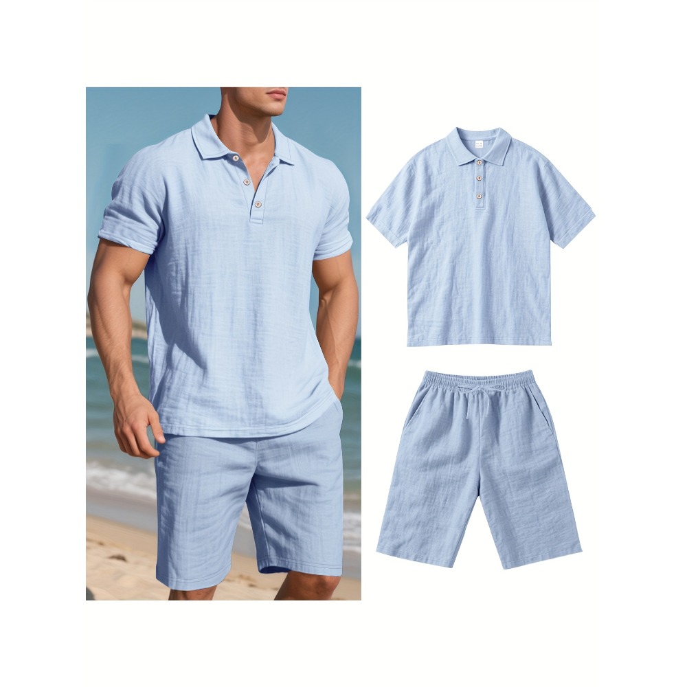 夏のメンズスーツファッションリネンラペルボタン2ピースセット - Summer Clothing Men Linen のレビューと価格