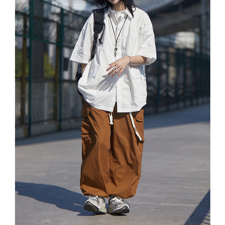 男性と女性のための半袖トップ,ボタン付きの白いシャツ,日本の - Summer Clothing Essentials Women のレビューと価格