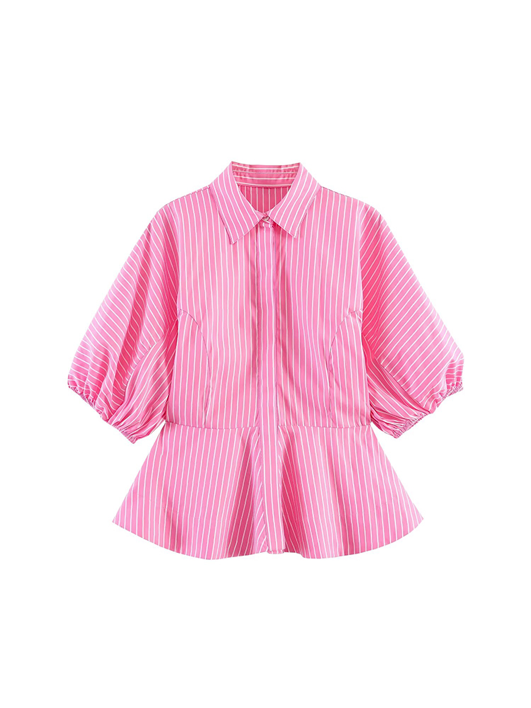 TFMLN 女性ストライプシャツスリムフィットバブルスリーブ - Summer Clothing For Teens のレビューと価格