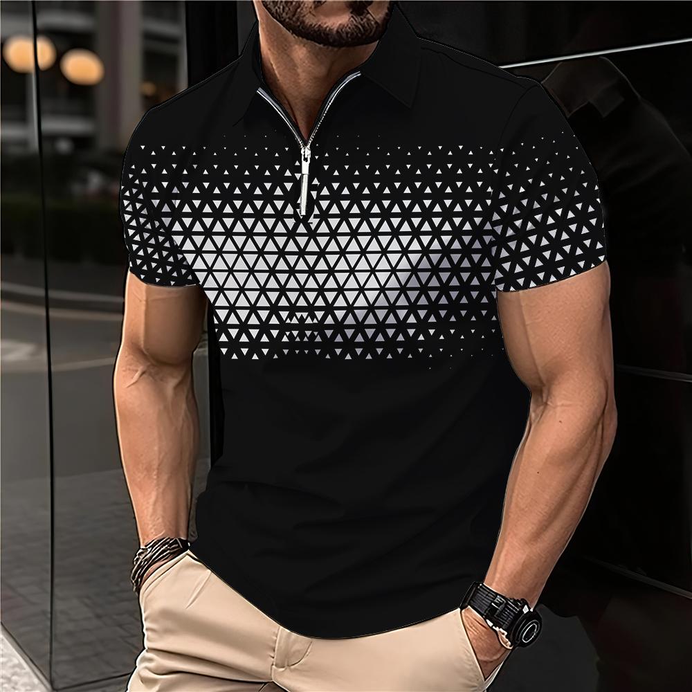 夏の Tシャツ男性 2024 半袖紳士服の襟 3D 印刷無地 - Summer De Clothing のレビューと価格