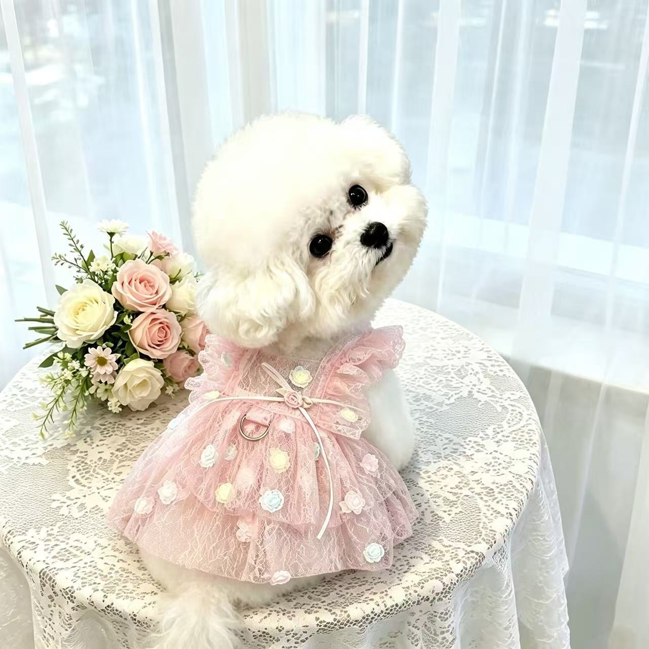 ペット春夏シフォンプリンセス立体ローズフラワードレス小型/中 - Summer Rose Clothing のレビューと価格