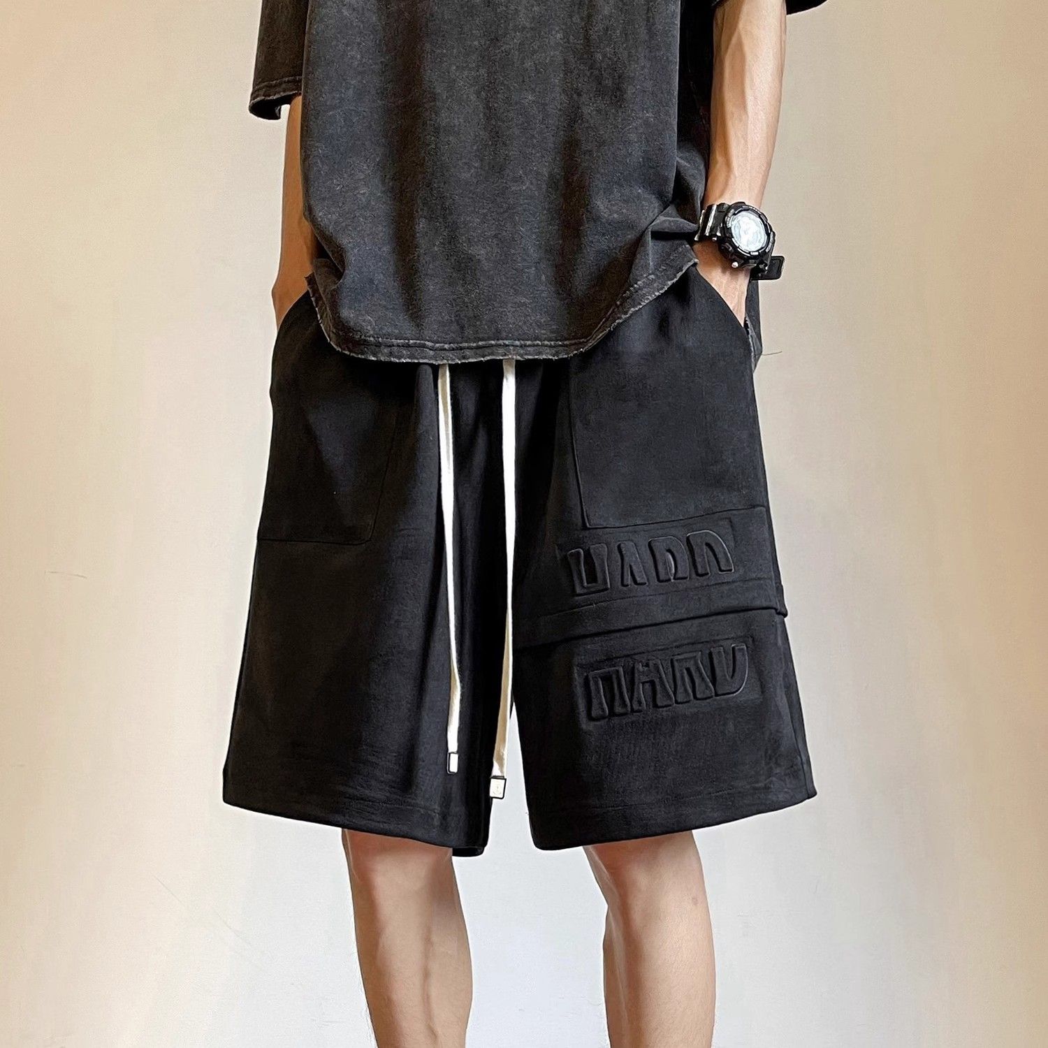 メンズショーツレタースプライシングだぶだぶ巾着男性ショートパ - Summer Clothing Deals のレビューと価格