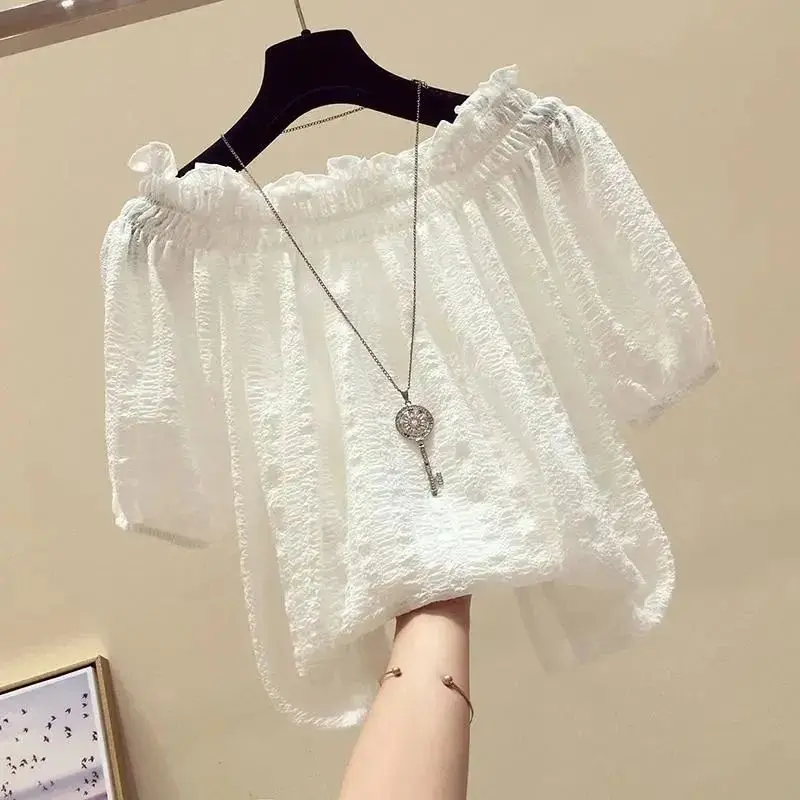 ローズレッド カジュアル スラッシュネック パフスリーブ シ - Summer Rose Clothing のレビューと価格