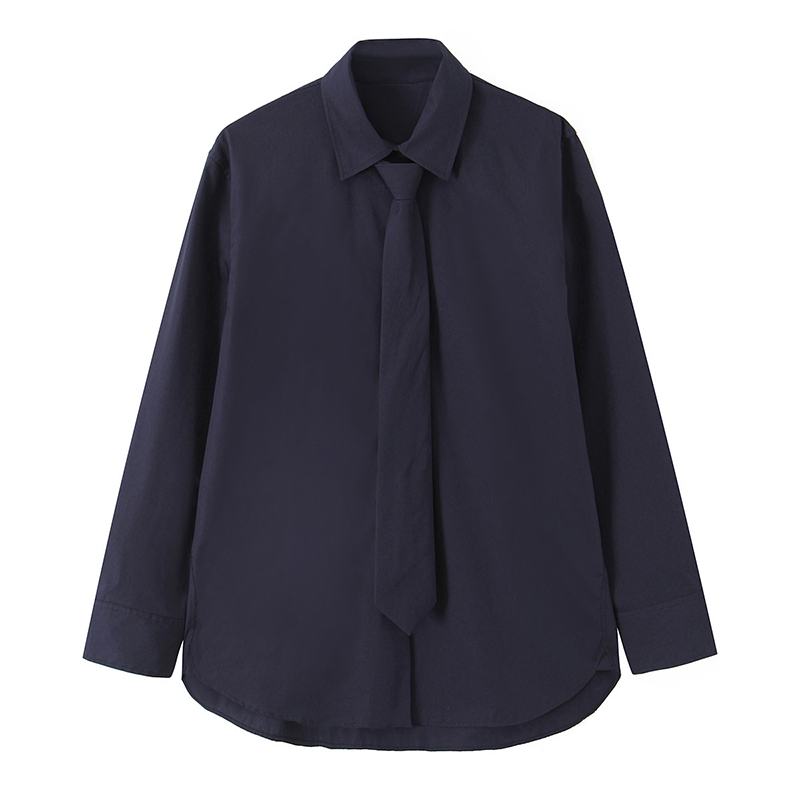 Willshela 女性ファッションネクタイ付きネイビーブル - Tie Front Shirt のレビューと価格