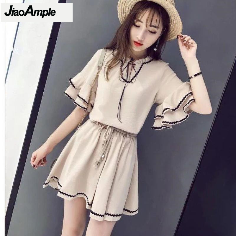 女性用シフォンブラウスとパンツのセット,ヴィンテージセット, - Summer Clothing Bundle のレビューと価格