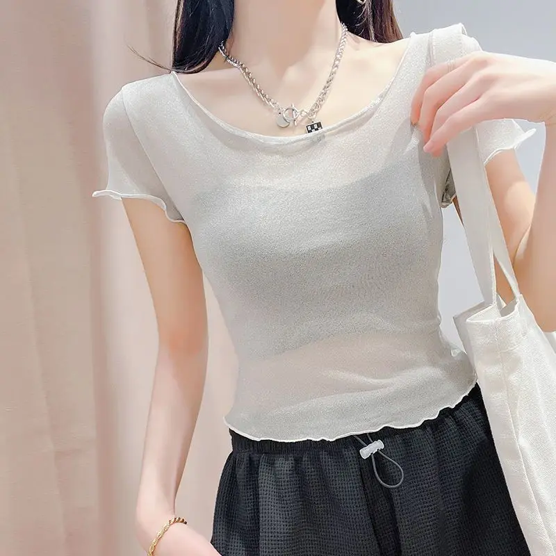 半袖レディース Tシャツ レース女性トップス 韓国風 エモ  - Summer Clothing Reviews のレビューと価格