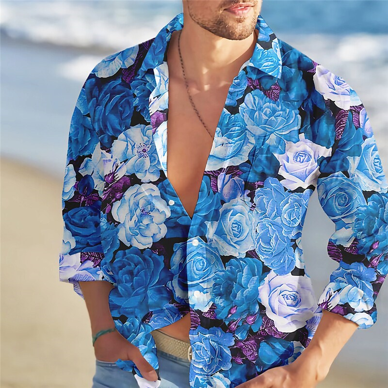 メンズシャツ,カジュアル,ファッショナブル,バラ,花柄,HD - Summer Rose Clothing のレビューと価格