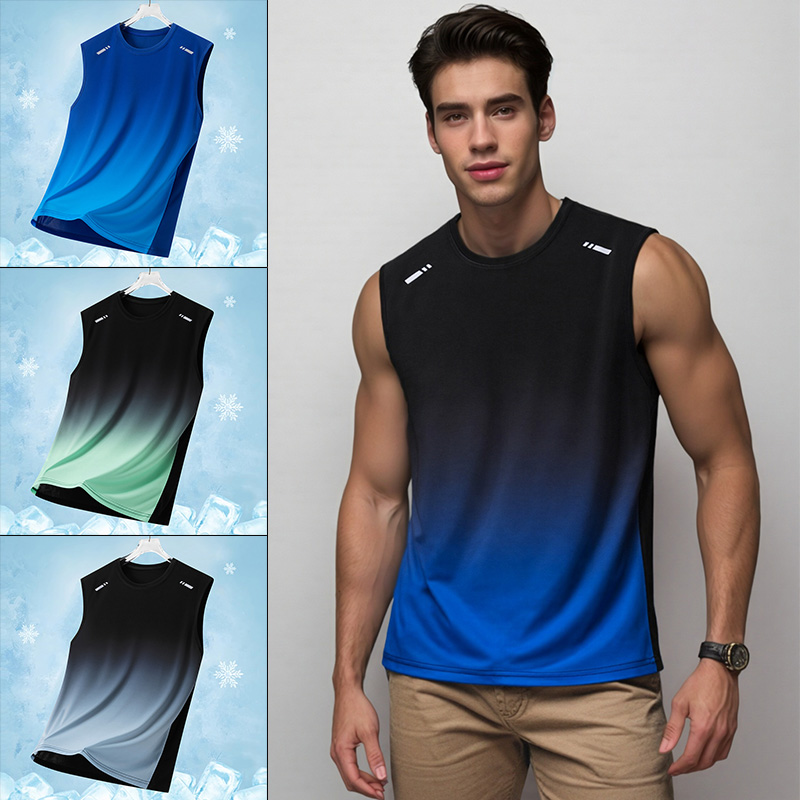 男性グラデーションスポーツベスト軽量ノースリーブラウンドネッ - Summer Clothing For Teens のレビューと価格