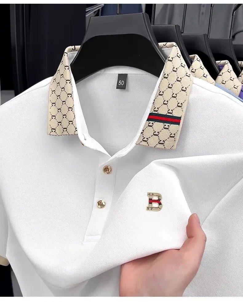 ハイエンドブランドメンズ半袖ポロシャツ夏のトレンドB文字刺繍 - Summer Clothing Men Linen のレビューと価格