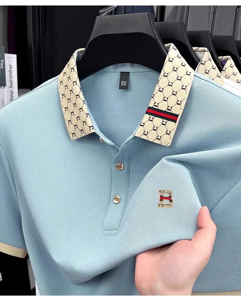 ハイエンドブランドメンズ半袖ポロシャツ夏のトレンドB文字刺繍 - Summer Clothing Men Linen のレビューと価格