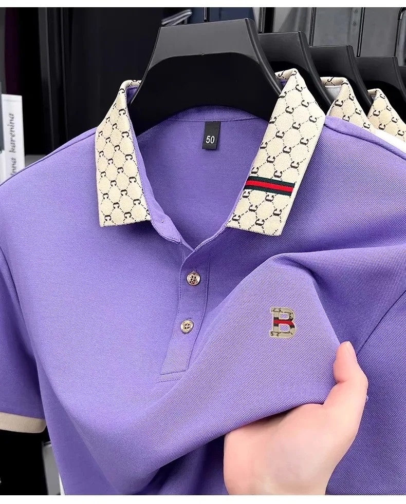 ハイエンドブランドメンズ半袖ポロシャツ夏のトレンドB文字刺繍 - Summer Clothing Men Linen のレビューと価格
