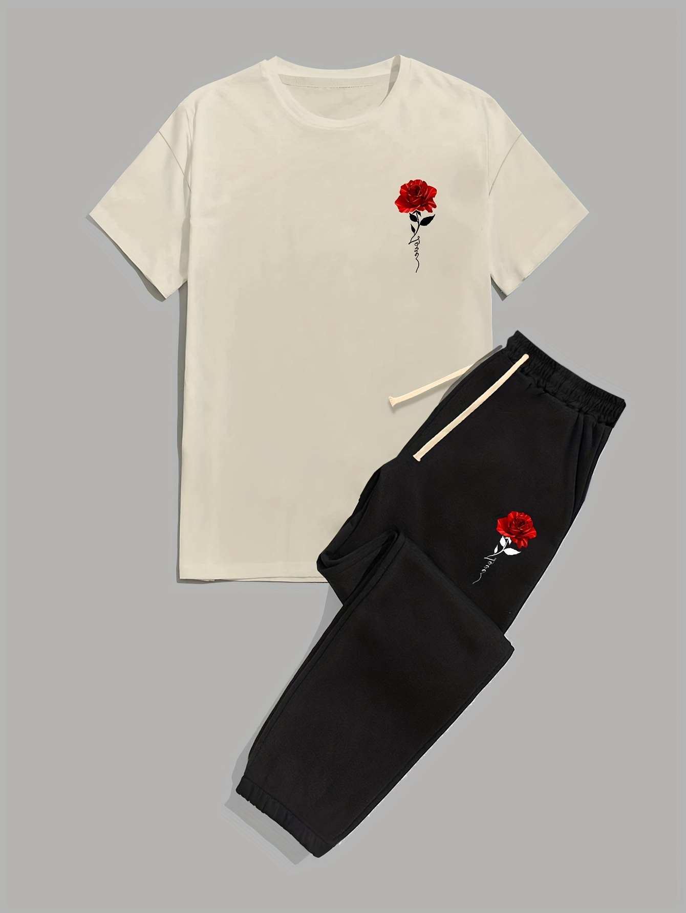 メンズファッション新しい夏のローズプリント通気性と快適なラウ - Summer Rose Clothing のレビューと価格