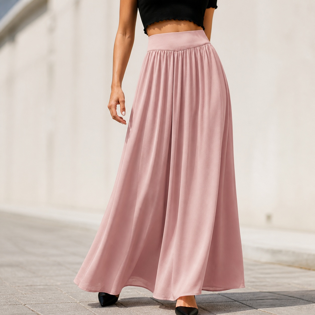 ハイウエストの軽量ロングパンツ（ポケット付き）- 女性用衣料 - Summer Clothing Essentials Women のレビューと価格