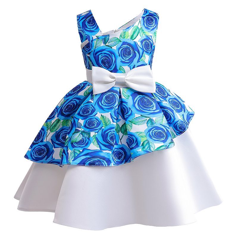 女の子のためのサマードレス,非対称,裸の肩,弓付き,プリンセ - Summer Rose Clothing のレビューと価格