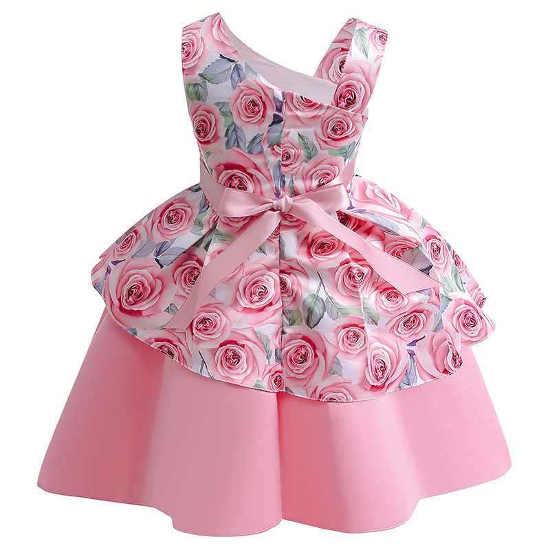 女の子のためのサマードレス,非対称,裸の肩,弓付き,プリンセ - Summer Rose Clothing のレビューと価格