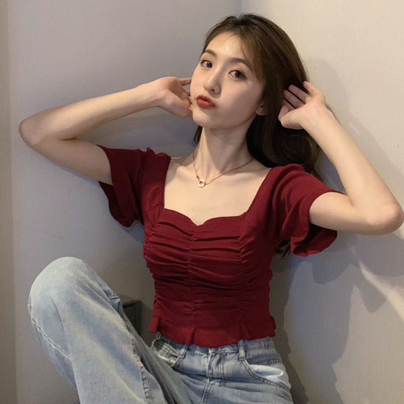 ニットファッションブラウス女性フリルユースエレガントブラウス - Summer Clothing For Teens のレビューと価格