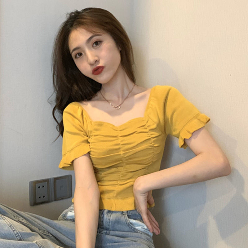 ニットファッションブラウス女性フリルユースエレガントブラウス - Summer Clothing For Teens のレビューと価格