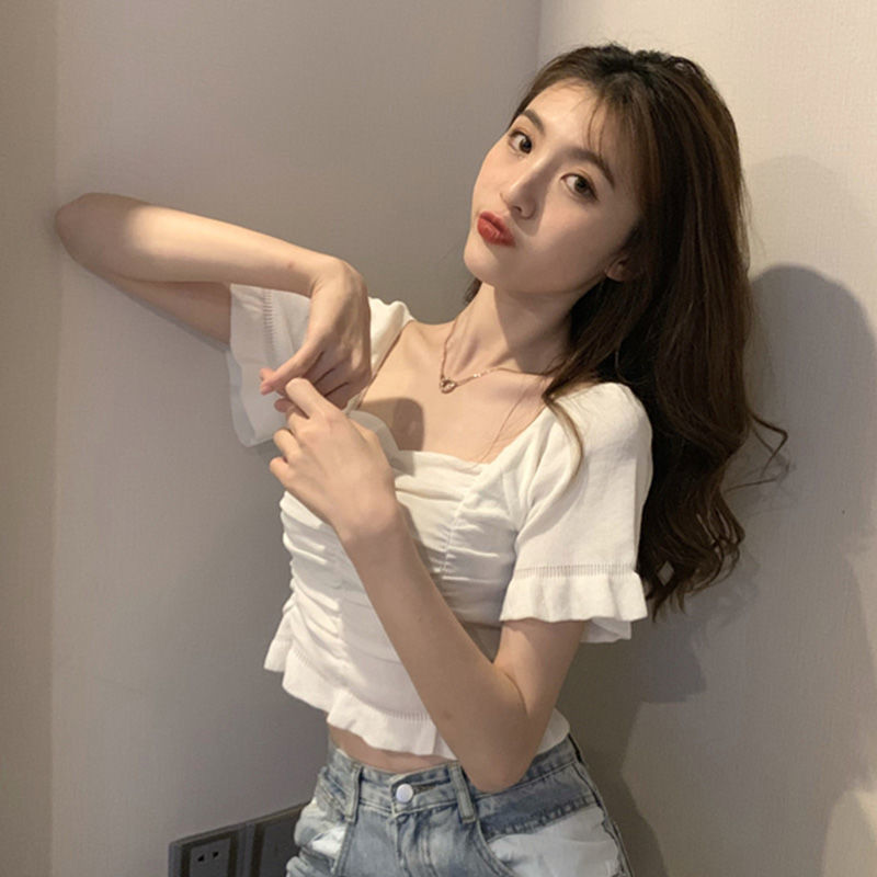 ニットファッションブラウス女性フリルユースエレガントブラウス - Summer Clothing For Teens のレビューと価格