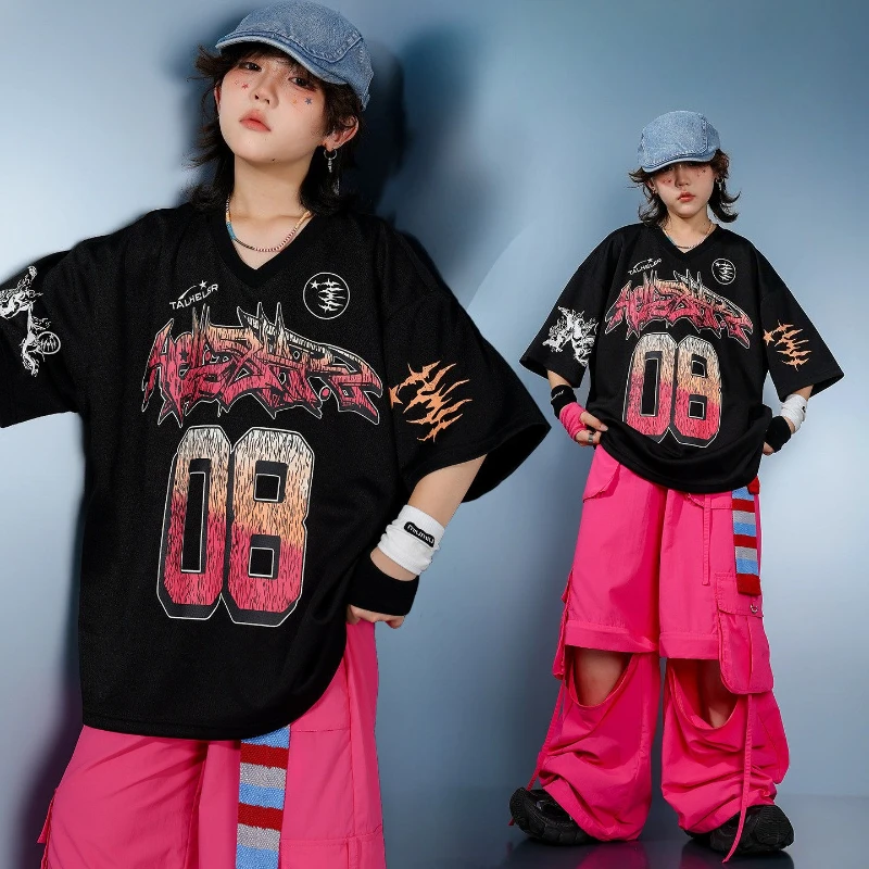 新しいボーイズジャズダンス衣装黒 Tシャツローズパンツヒップ - Summer Rose Clothing のレビューと価格