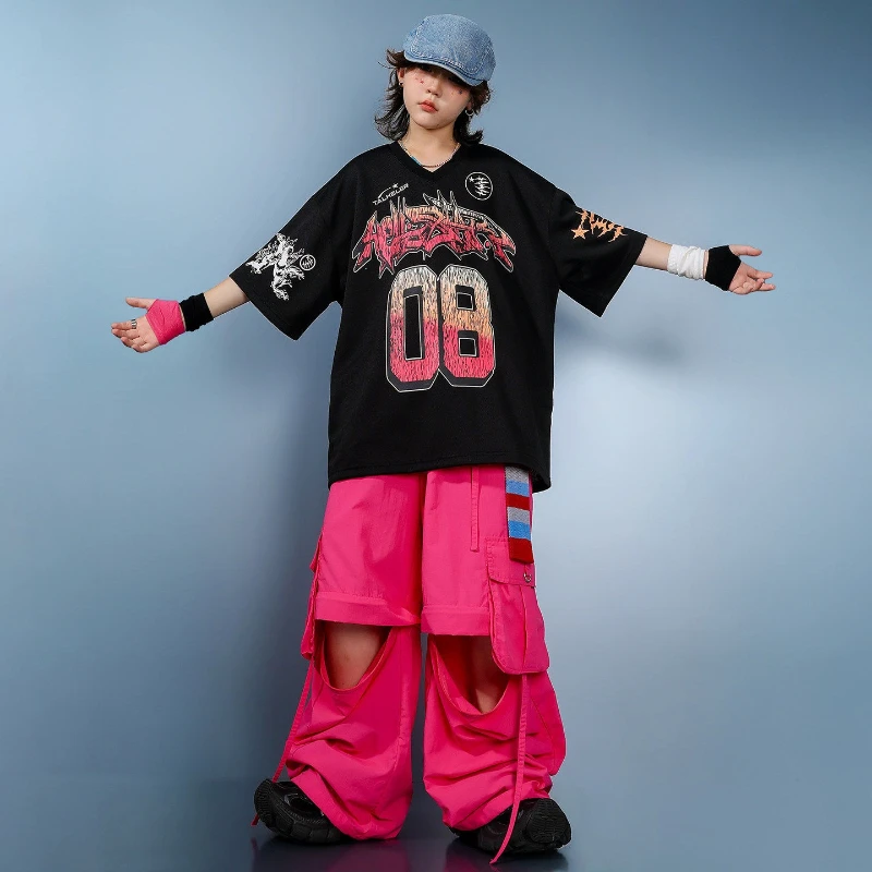 新しいボーイズジャズダンス衣装黒 Tシャツローズパンツヒップ - Summer Rose Clothing のレビューと価格