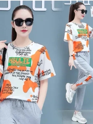 夏の新作薄手半袖ハーランパンツツーピースセットプラスサイズ婦 - Summer Clothing Tagline のレビューと価格