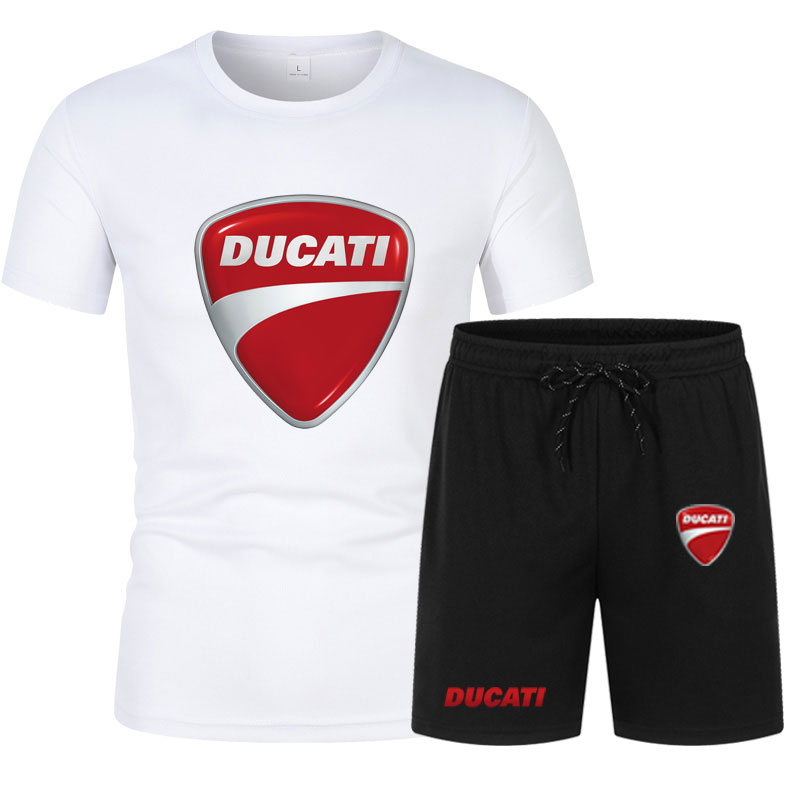 メンズセット夏のオートバイブランド DUCATI プリントト - Summer Clothing Motorcycle のレビューと価格