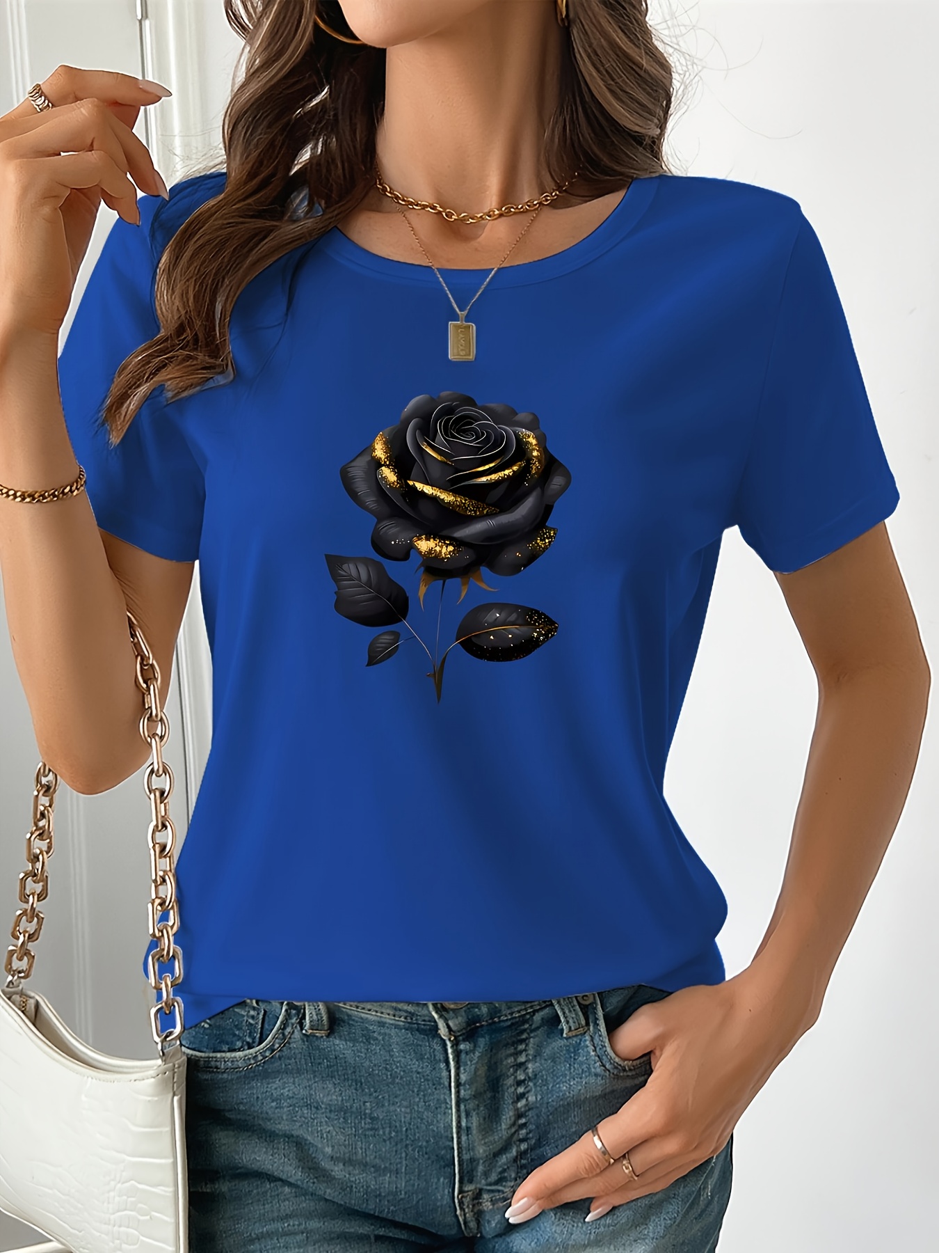 女性のプラスサイズのオーバーサイズブラック T シャツ、エレ - Summer Rose Clothing のレビューと価格